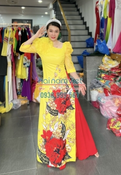 Áo Dài Lụa In 3D 004