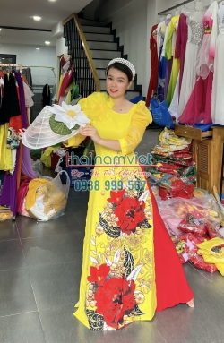 Áo Dài Lụa In 3D 004