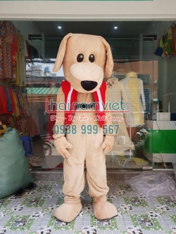 Mascot Chó Nâu Áo Đỏ