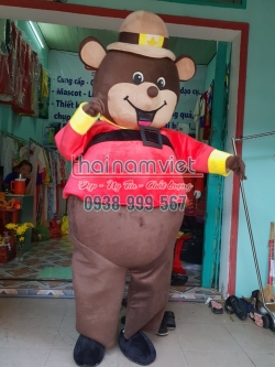 Mascot Gấu Đỏ Nâu