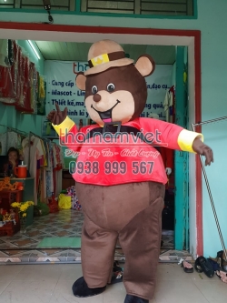Mascot Gấu Đỏ Nâu