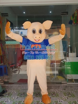 Mascot Heo Áo Xanh
