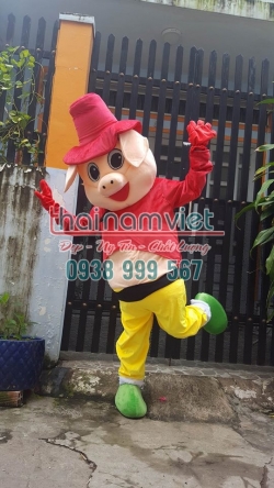 Mascot Heo Đội Mũ Đỏ