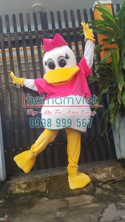 Mascot Vịt Donal Màu Hồng Sen