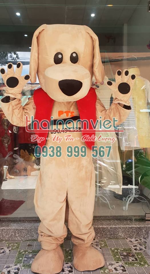 Mascot Chó Nâu Áo Đỏ